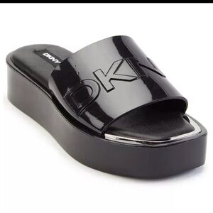 DKNY platform slide sandals, like new, black